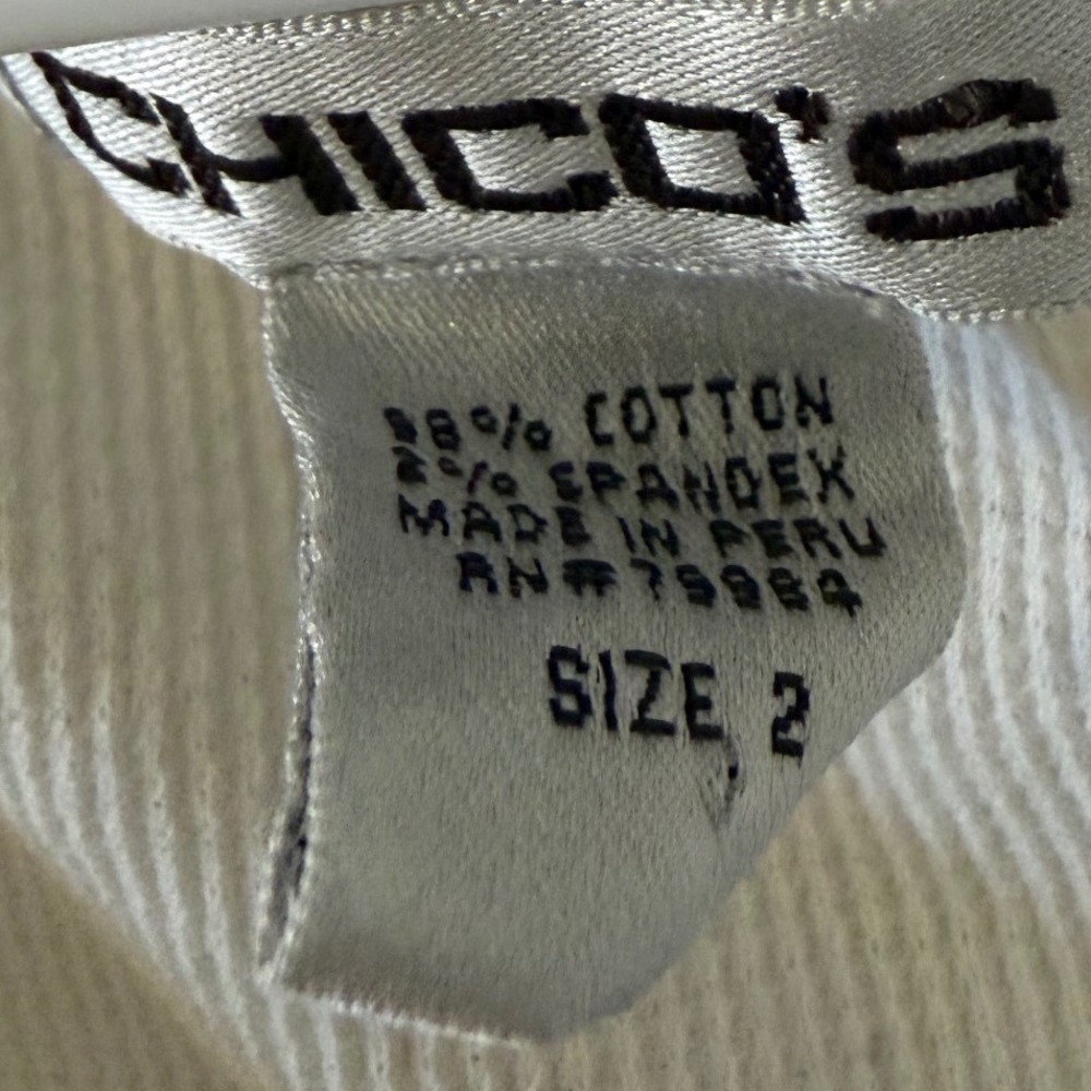 Chicos sz 2(L) womens white cotton button waffle Henley long sleeve shirt top - Picture 7 of 7